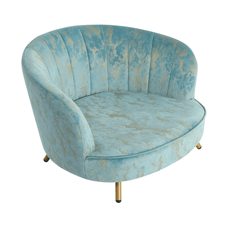 Elegant aqua velvet cloth with gold embellishment pattern for pet armchair sofa