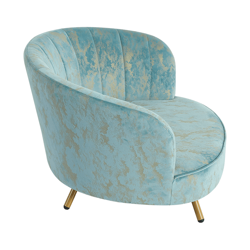 Elegant aqua velvet cloth with gold embellishment pattern for pet armchair sofa