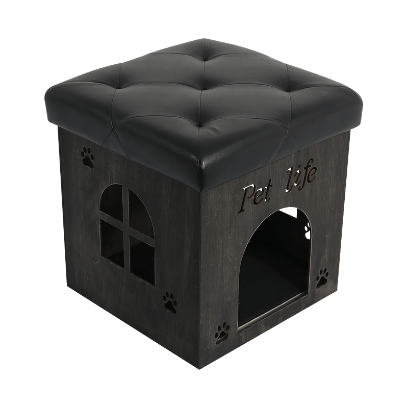 Stylish Black Square Stool for Pets and Human Beings Sitting