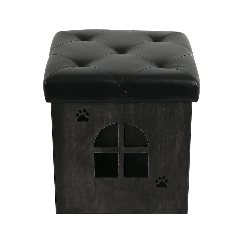 Stylish Black Square Stool for Pets and Human Beings Sitting